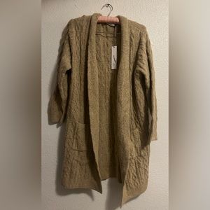 Stitches and Stripes Long Soft Cardigan in Tan Size Small